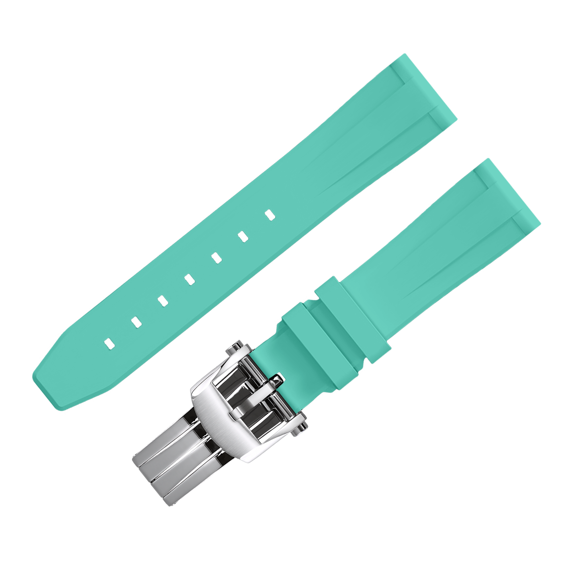FLUORO WATCH STRAP (Turquoise Blue Strap + Silver Buckle)