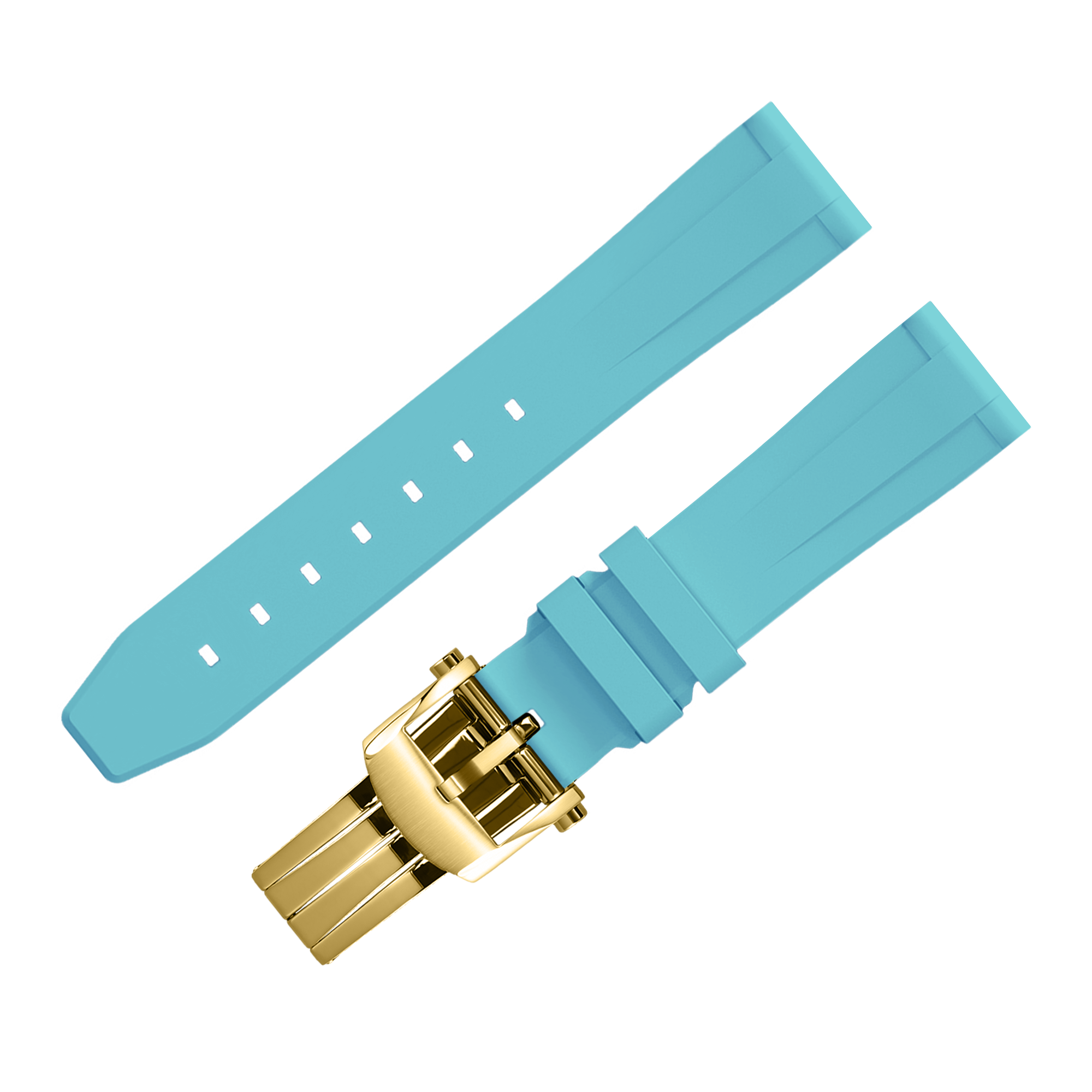 FLUORO WATCH STRAP (Ocean Blue Strap + Gold Buckle)