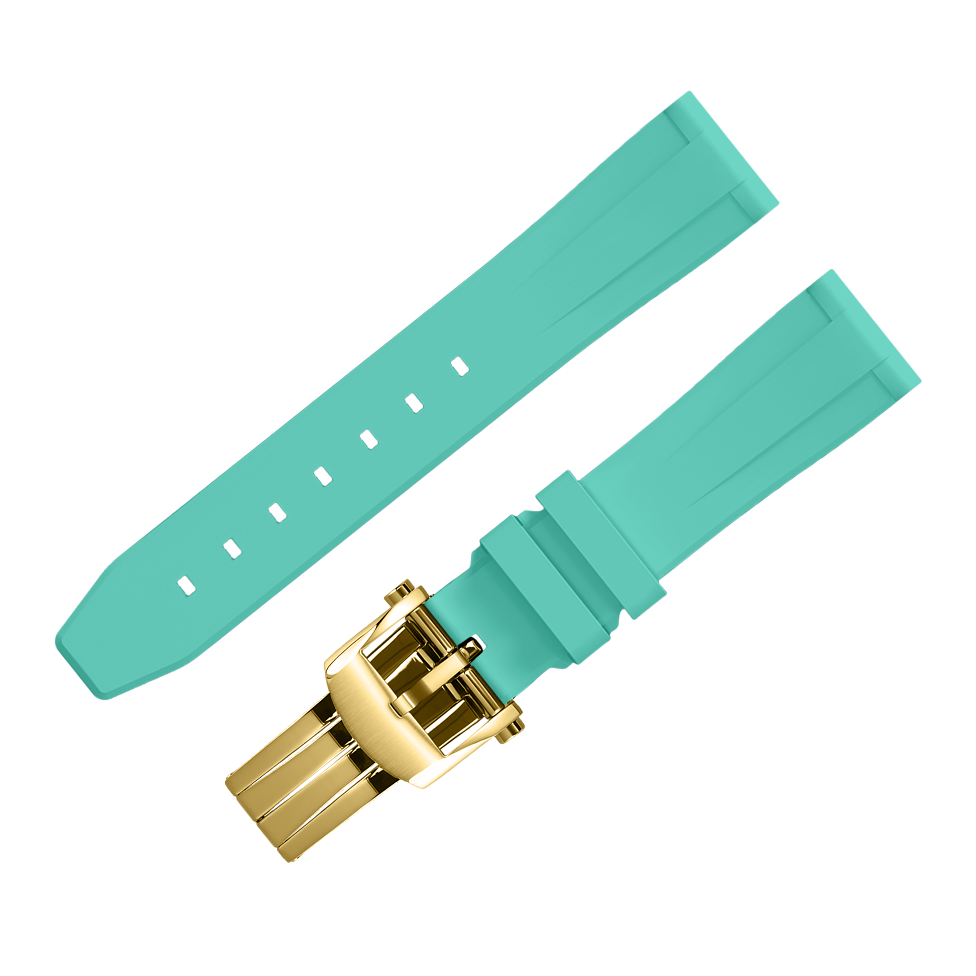 FLUORO WATCH STRAP (Turquoise Blue Strap + Gold Buckle)