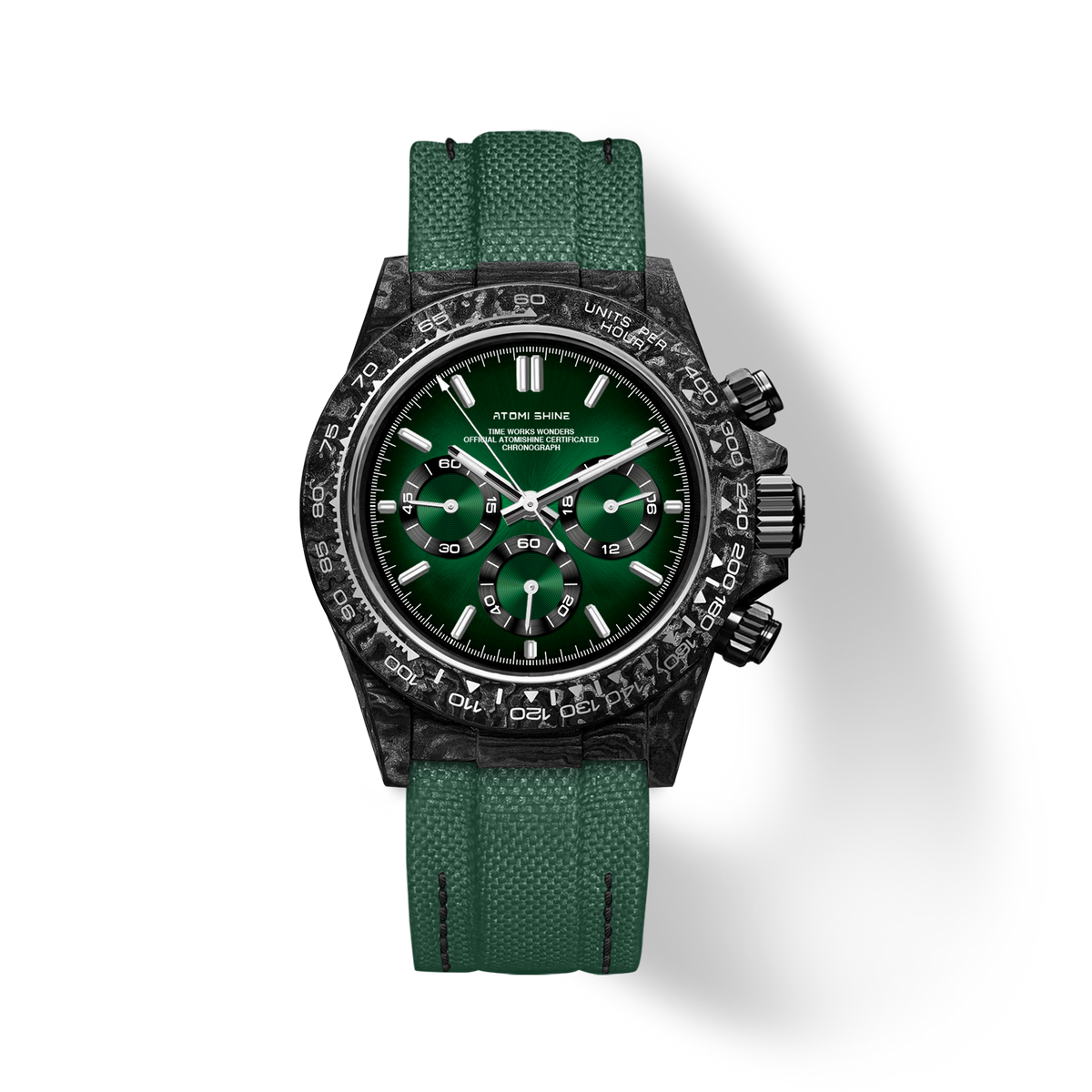 Velocirex Carbon Fiber 39mm Chrono Watch Velocity Green | Atomishine
