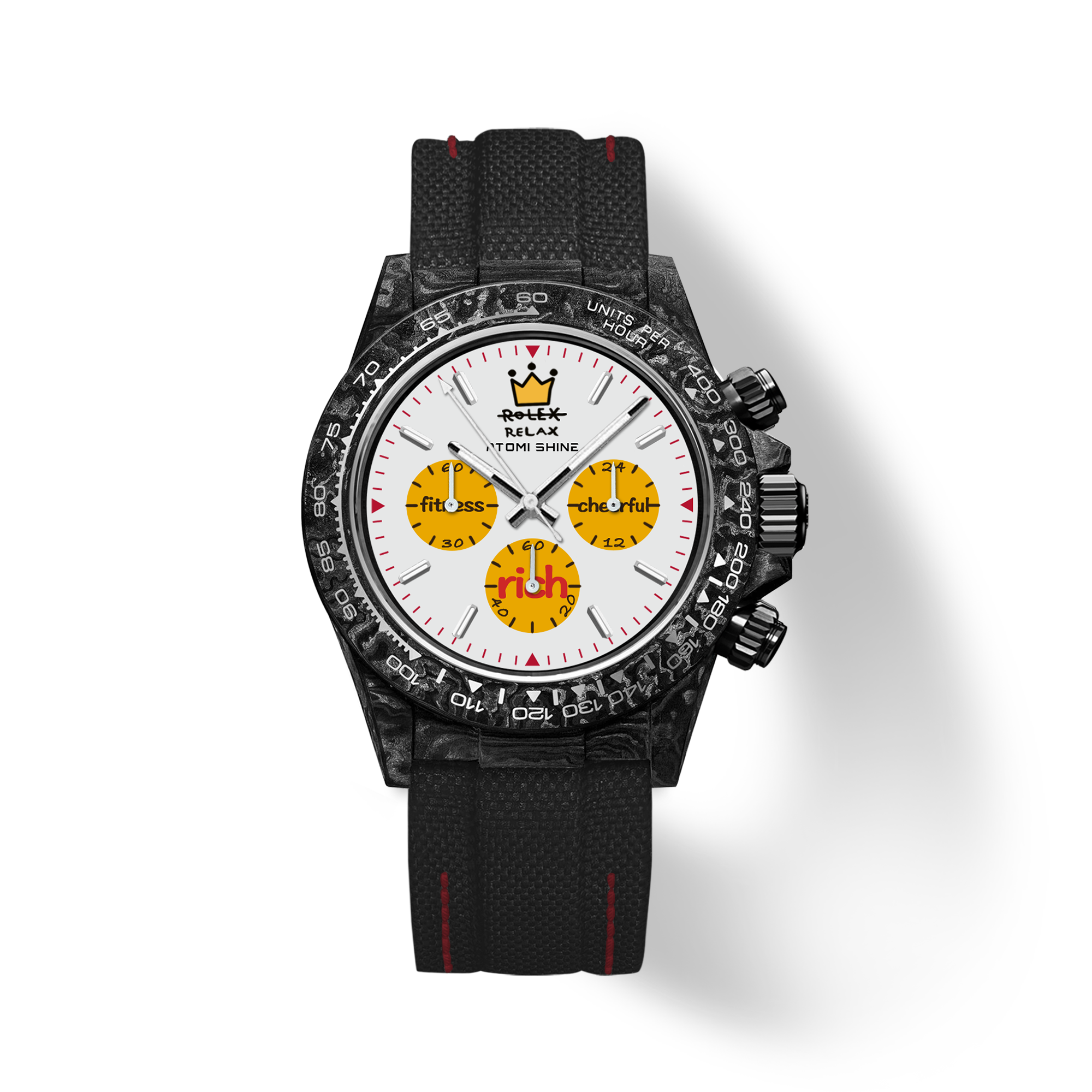 Velocirex Carbon Fiber Watch 39mm, Red Pulse