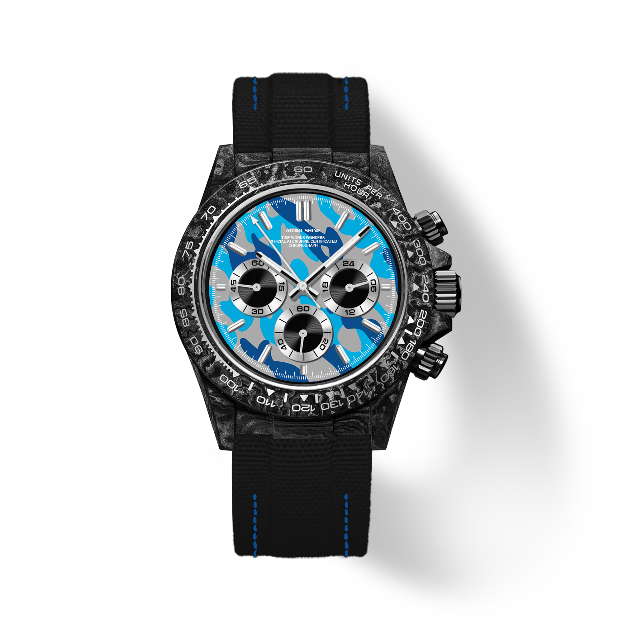 Velocirex Carbon Fiber Watch 39mm, Camo Chrono