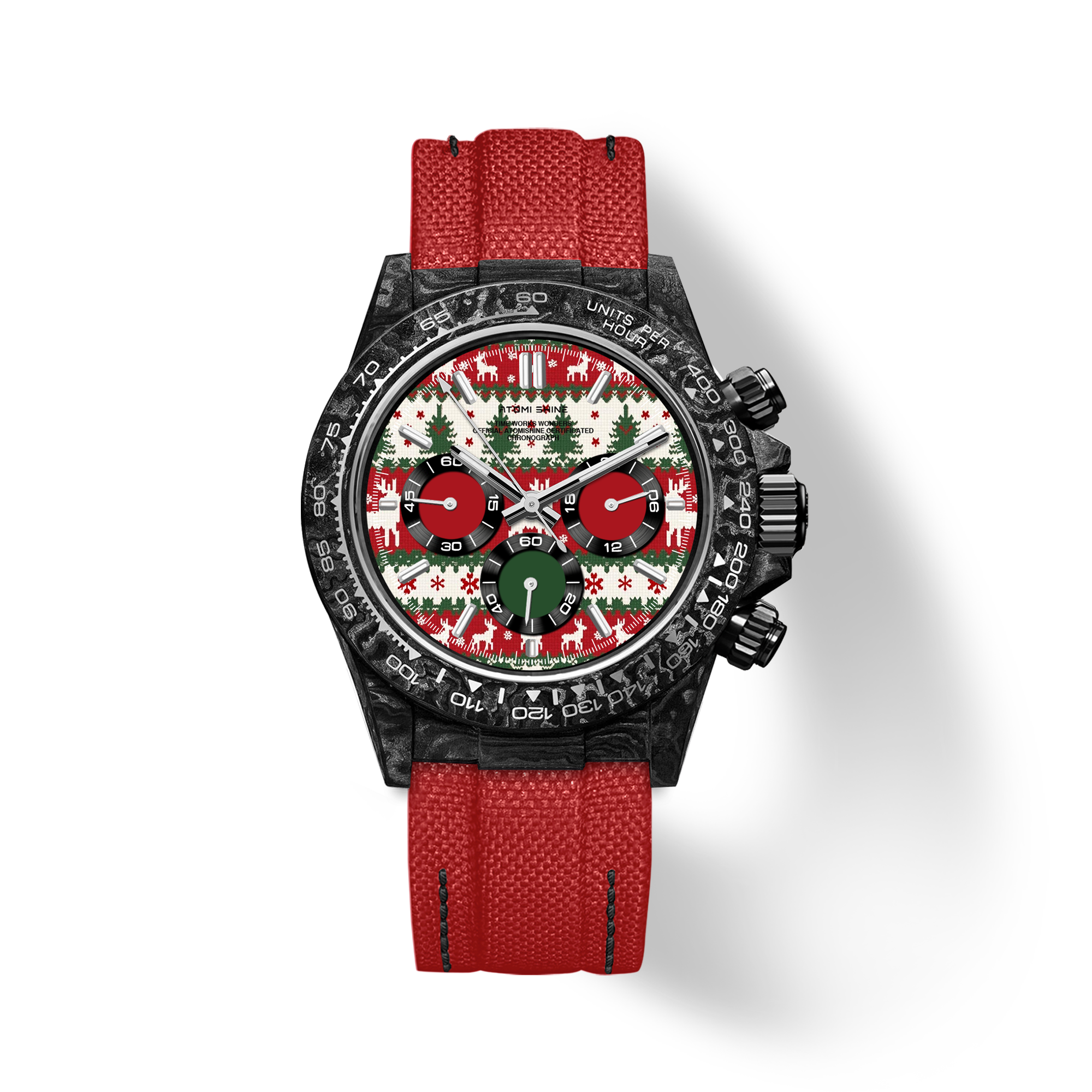 Velocirex Carbon Fiber Watch 39mm, Festive Chrono