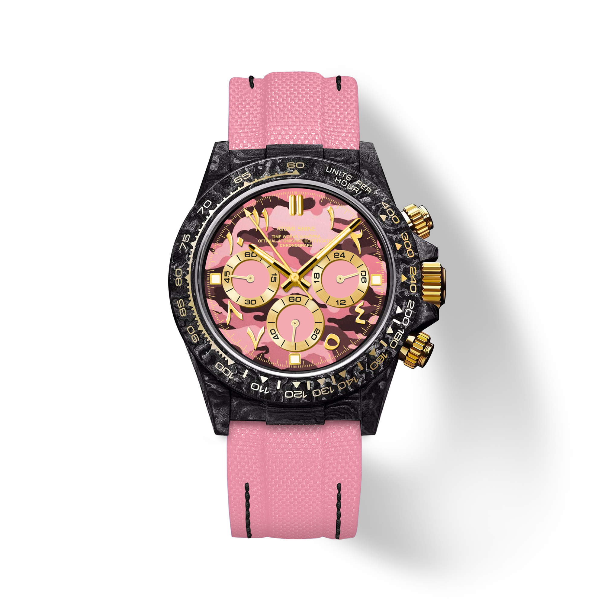 Velocirex Carbon Fiber Watch 39mm, Pink Velocity