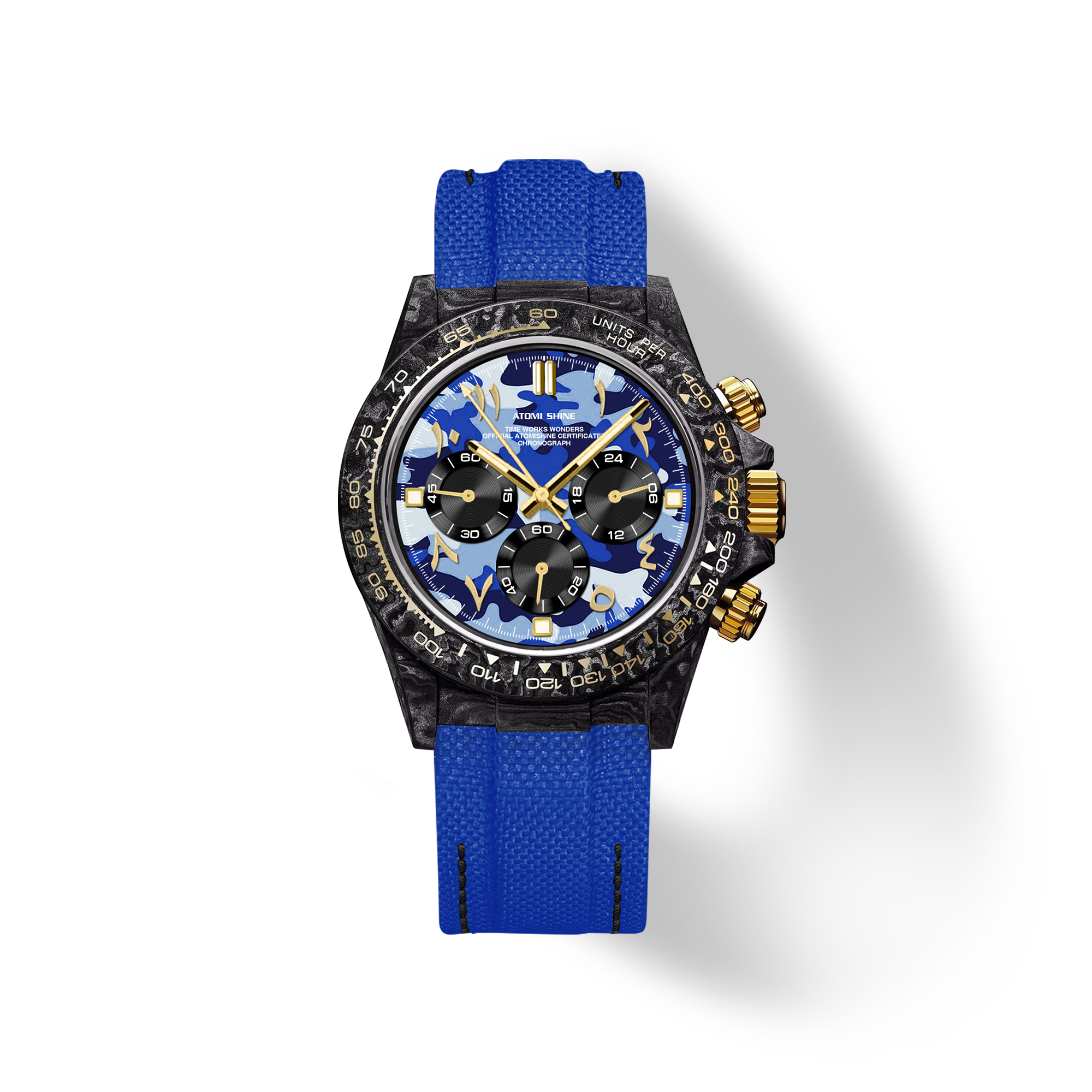 ブライトリバー ザウルス ブルームーンスポーツ へドン ゼニス Velocirex Carbon Fiber Watch 39mm, Blue Velocity
