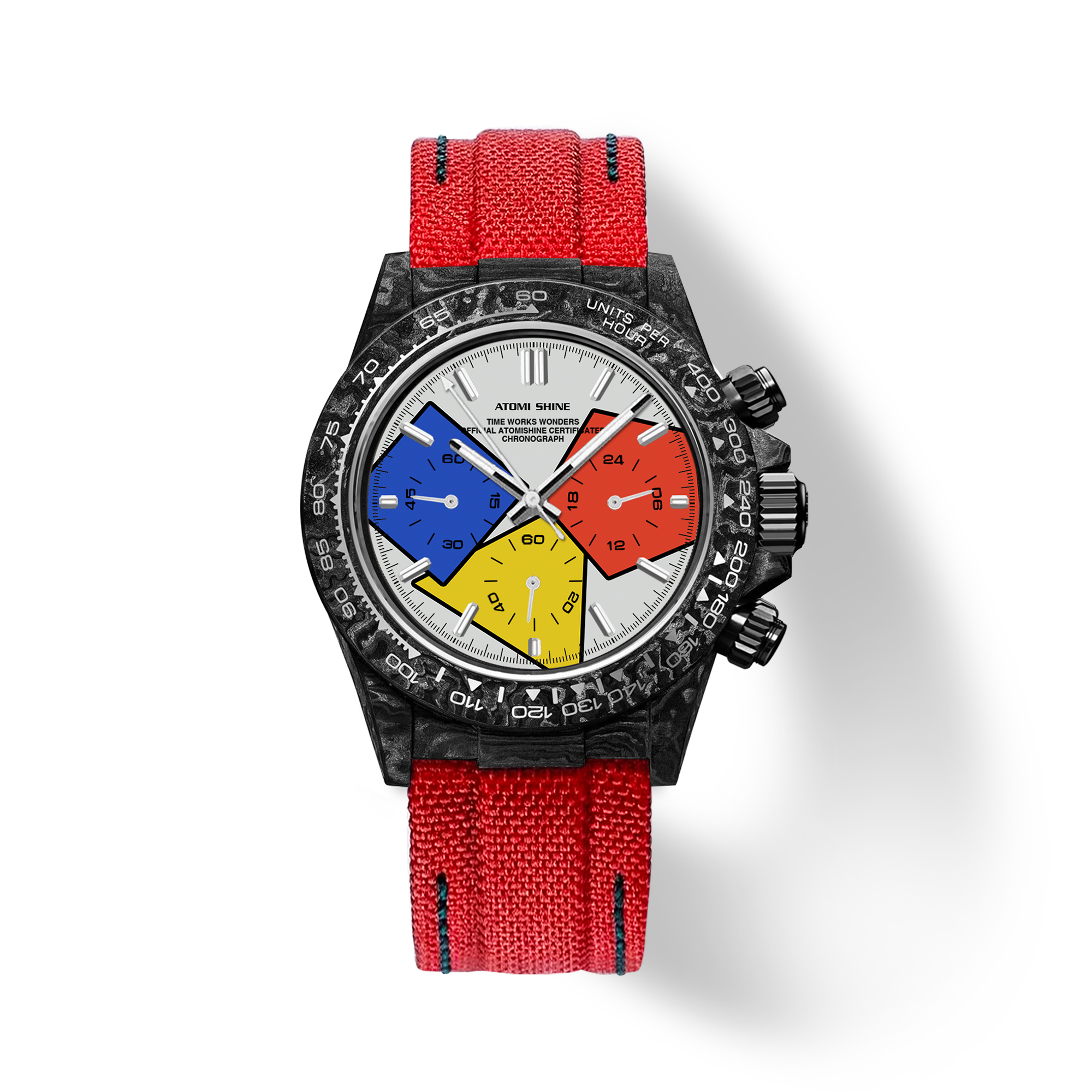 Velocirex Carbon Fiber Watch 39mm, Red Motion