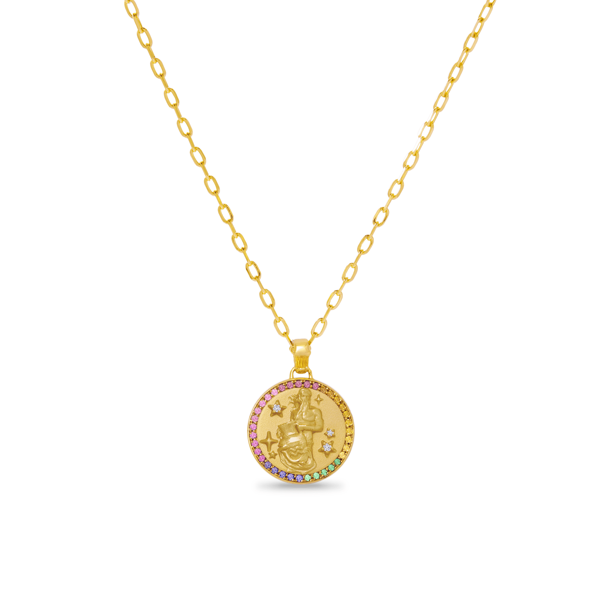 Aquarius Zodiac Diamond Rainbow Pendant - ATOMI SHINE
