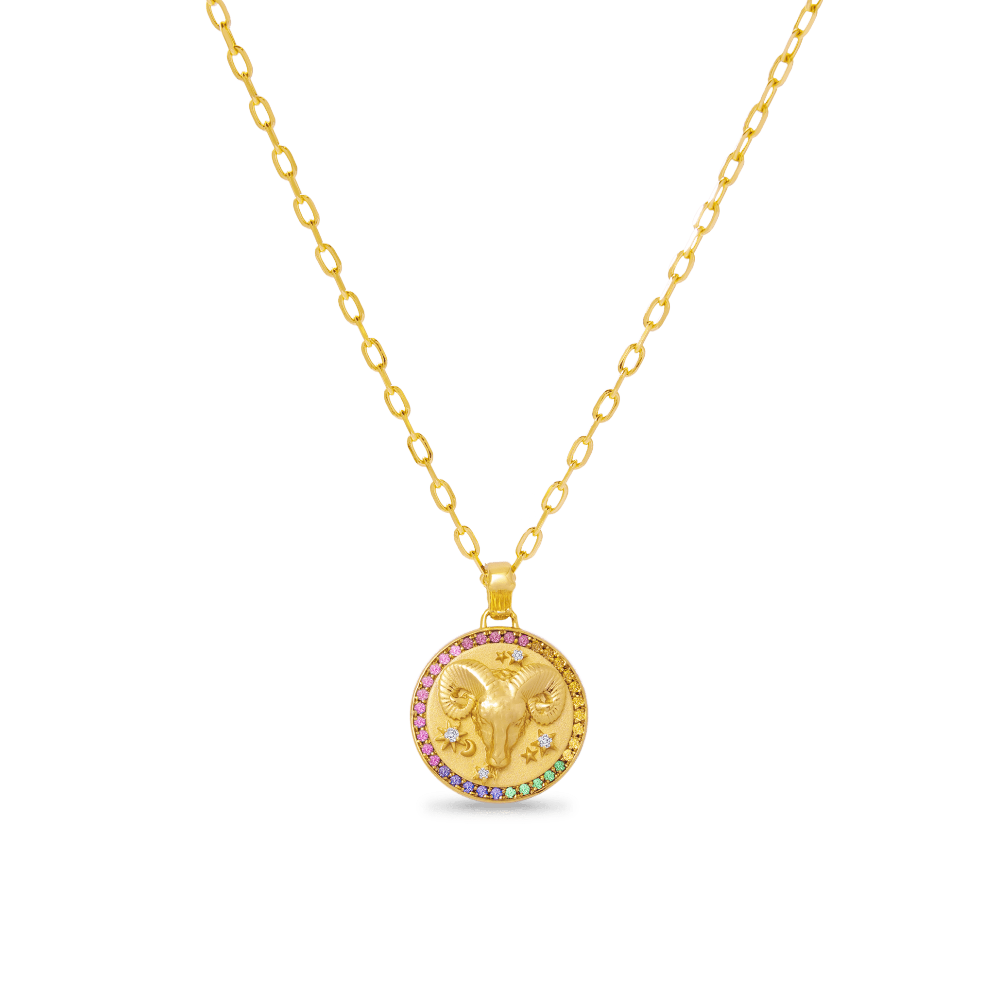 Aries Zodiac Diamond Rainbow Pendant - ATOMI SHINE