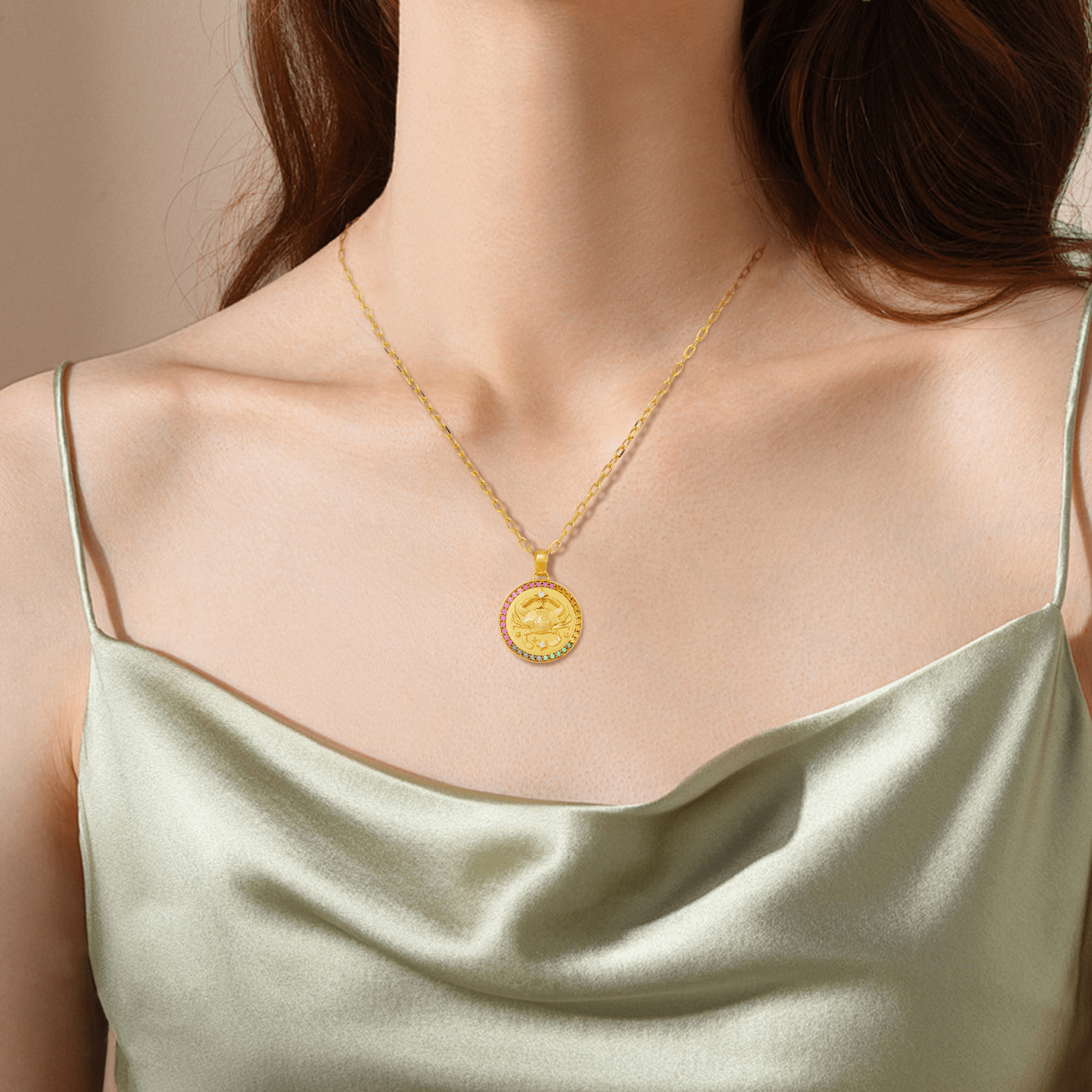 Cancer Zodiac Diamond Rainbow Pendant - ATOMI SHINE