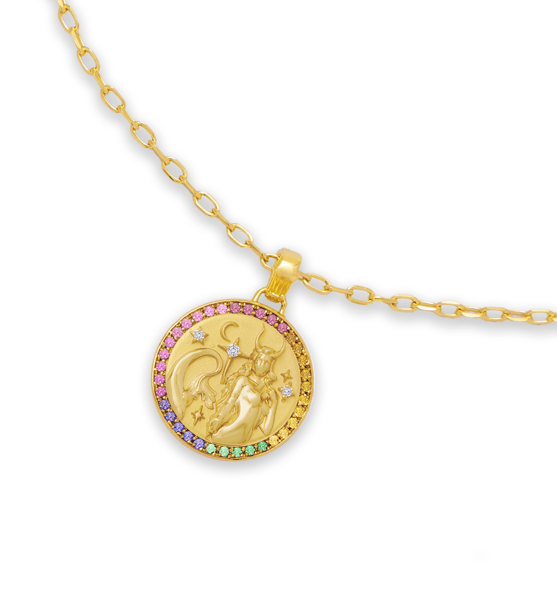 Capricornus Zodiac Diamond Rainbow Pendant - ATOMI SHINE