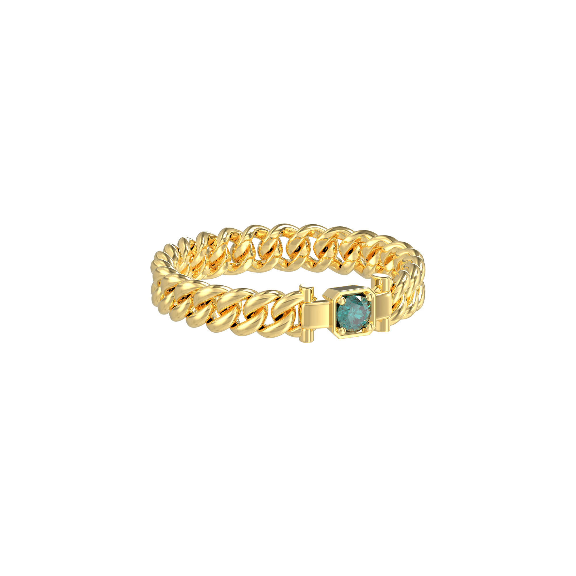 Cuban Chain Elegance Diamond Ring - Green Diamond - ATOMI SHINE
