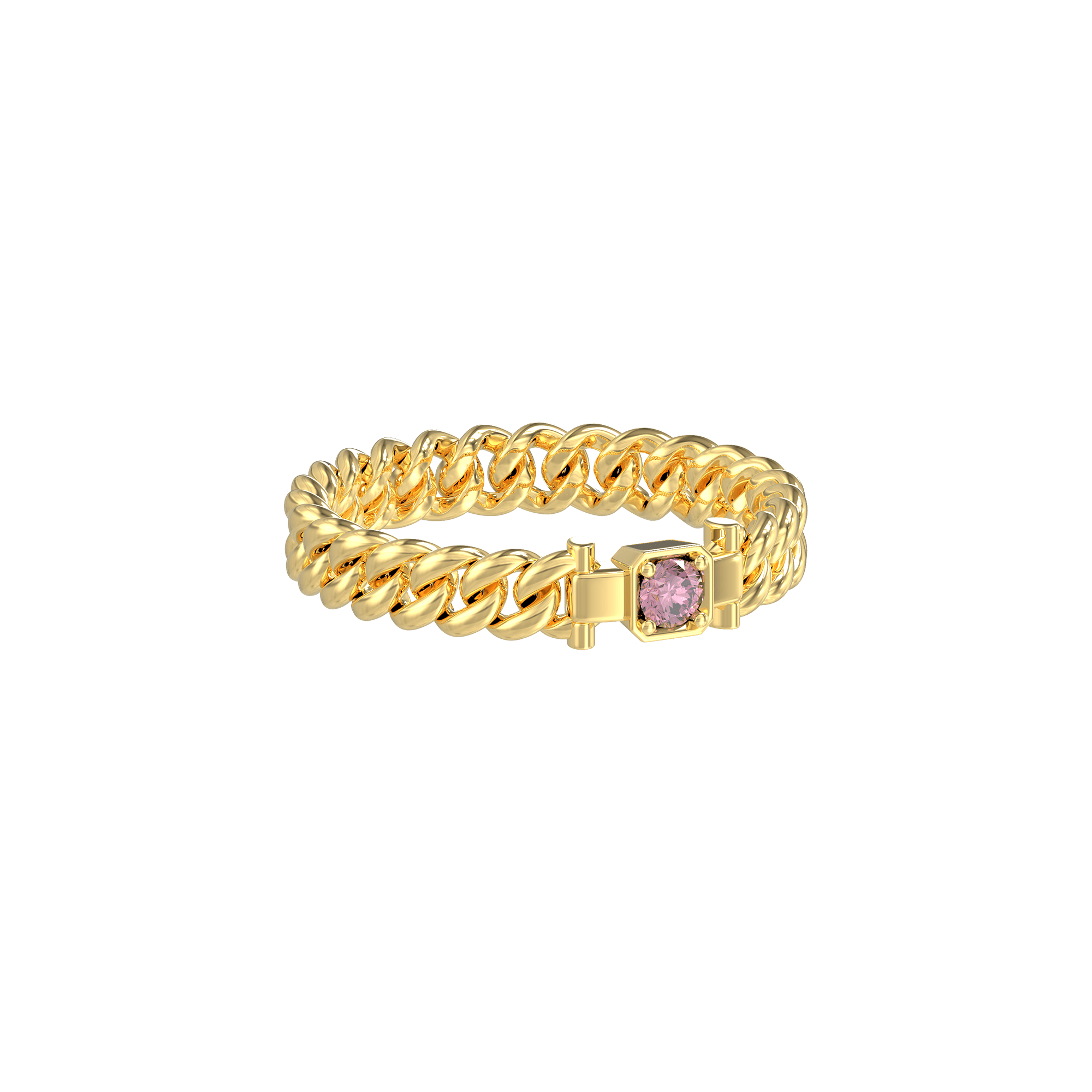 Cuban Chain Elegance Diamond Ring - Pink Diamond - ATOMI SHINE