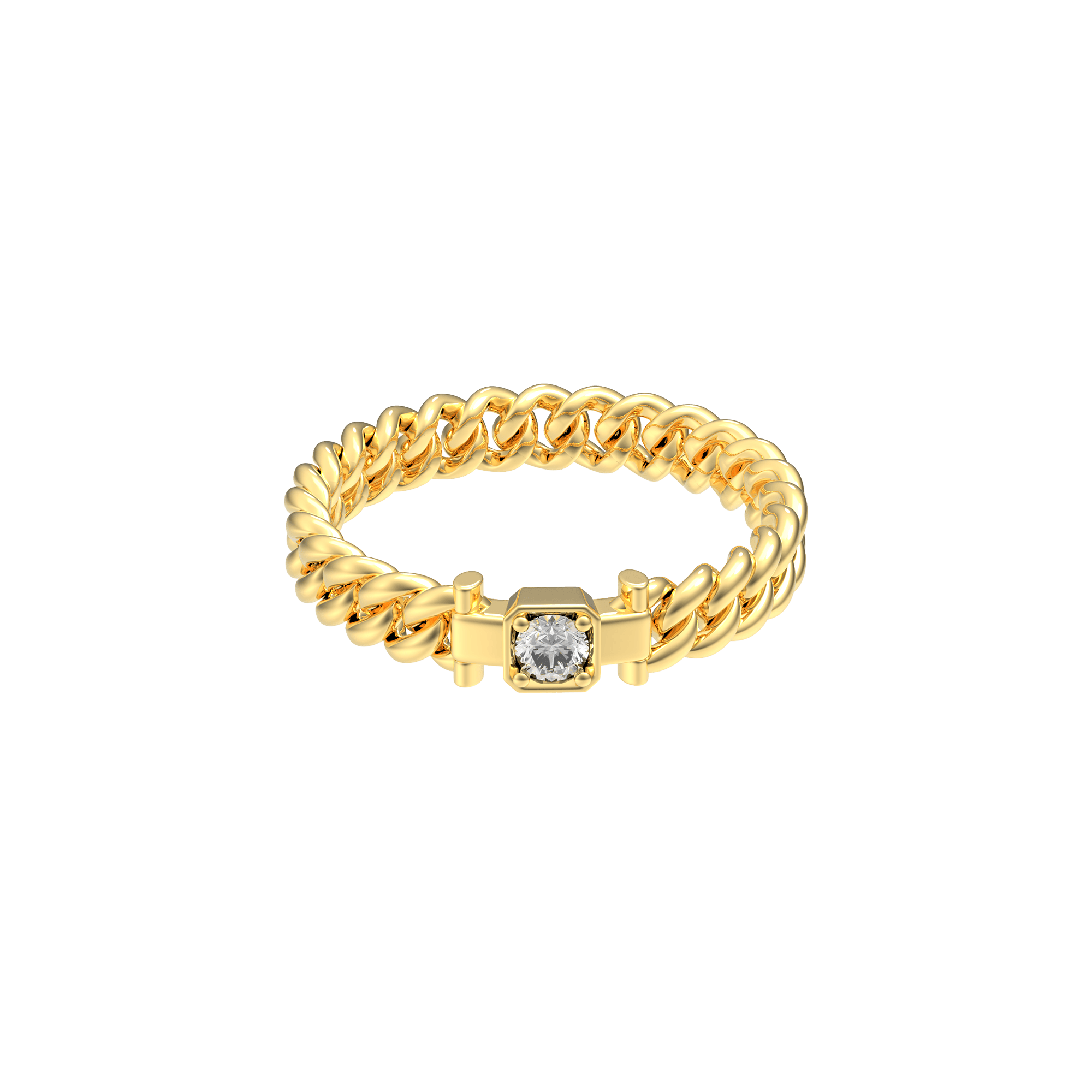 Cuban Chain Elegance Diamond Ring - White Diamond - ATOMI SHINE