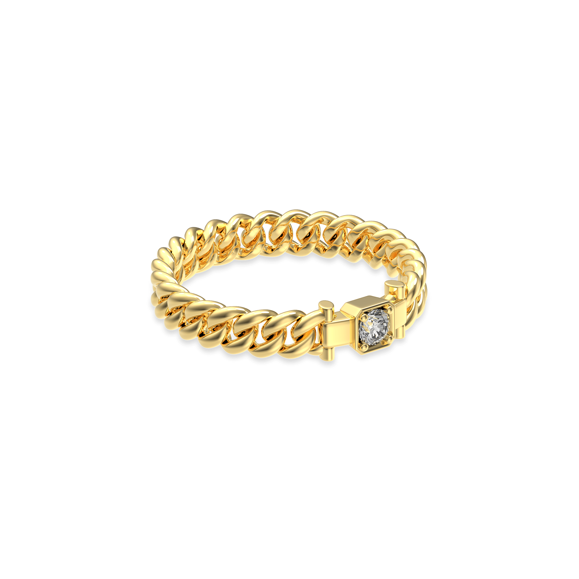 Cuban Chain Elegance Diamond Ring - White Diamond - ATOMI SHINE
