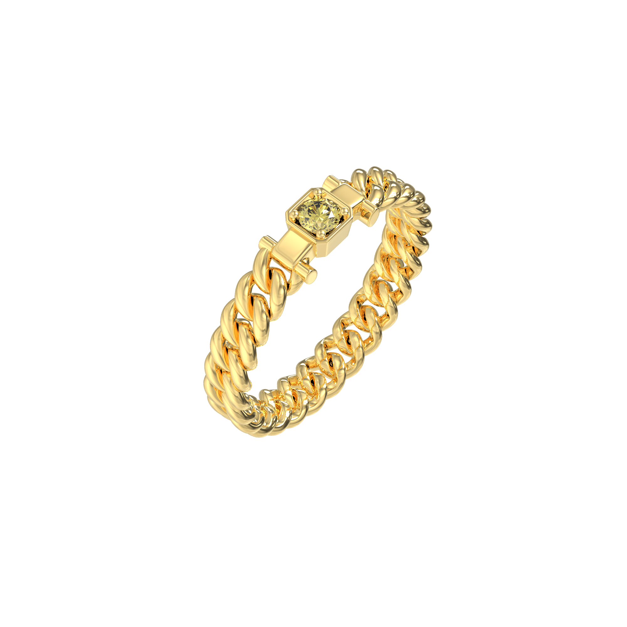 Cuban Chain Elegance Diamond Ring - Yellow Diamond - ATOMI SHINE