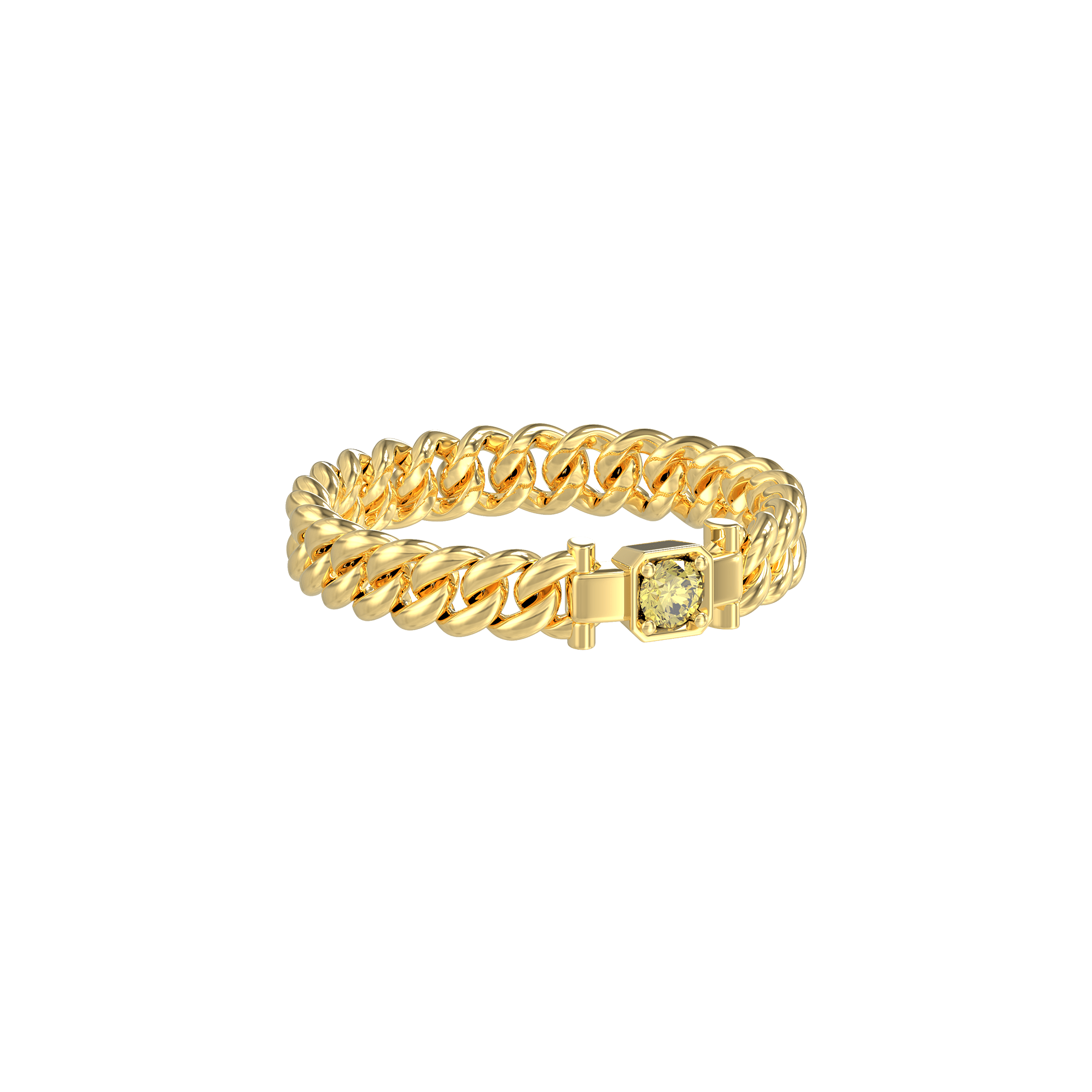 Cuban Chain Elegance Diamond Ring - Yellow Diamond - ATOMI SHINE