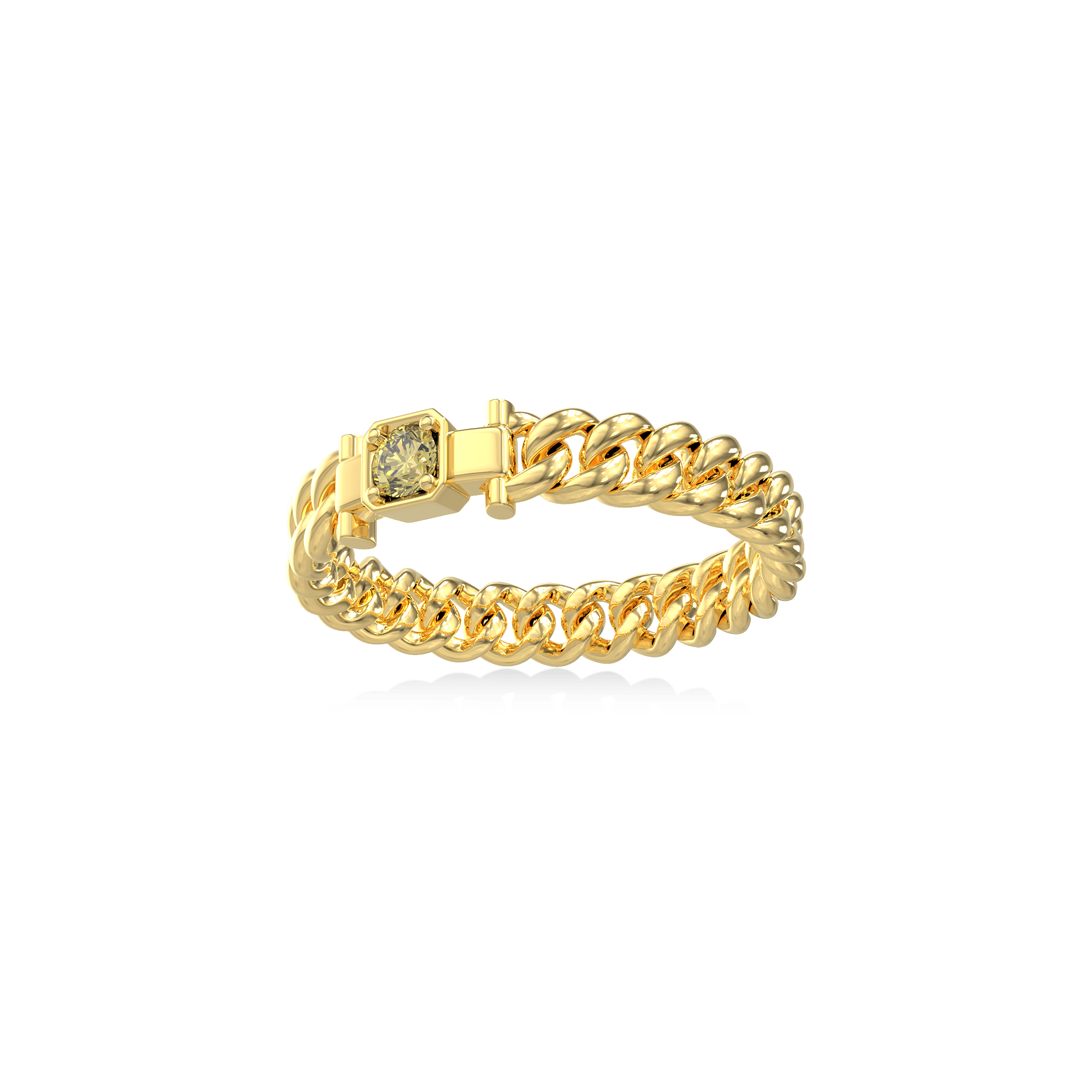 Cuban Chain Elegance Diamond Ring - Yellow Diamond - ATOMI SHINE