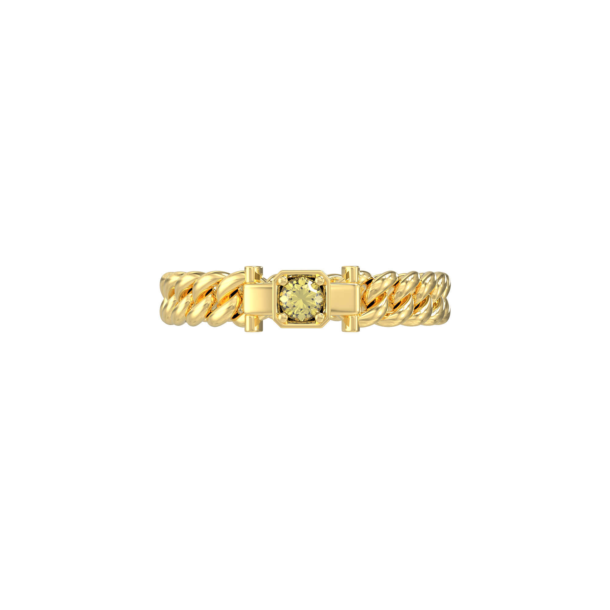 Cuban Chain Elegance Diamond Ring - Yellow Diamond - ATOMI SHINE