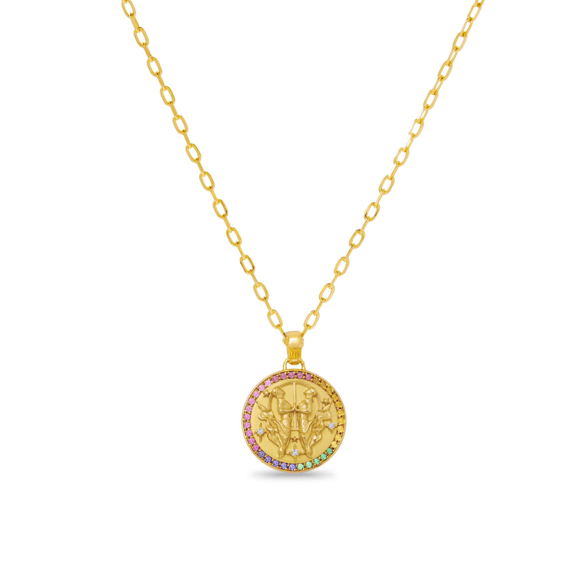 Gemini Zodiac Diamond Rainbow Pendant - ATOMI SHINE