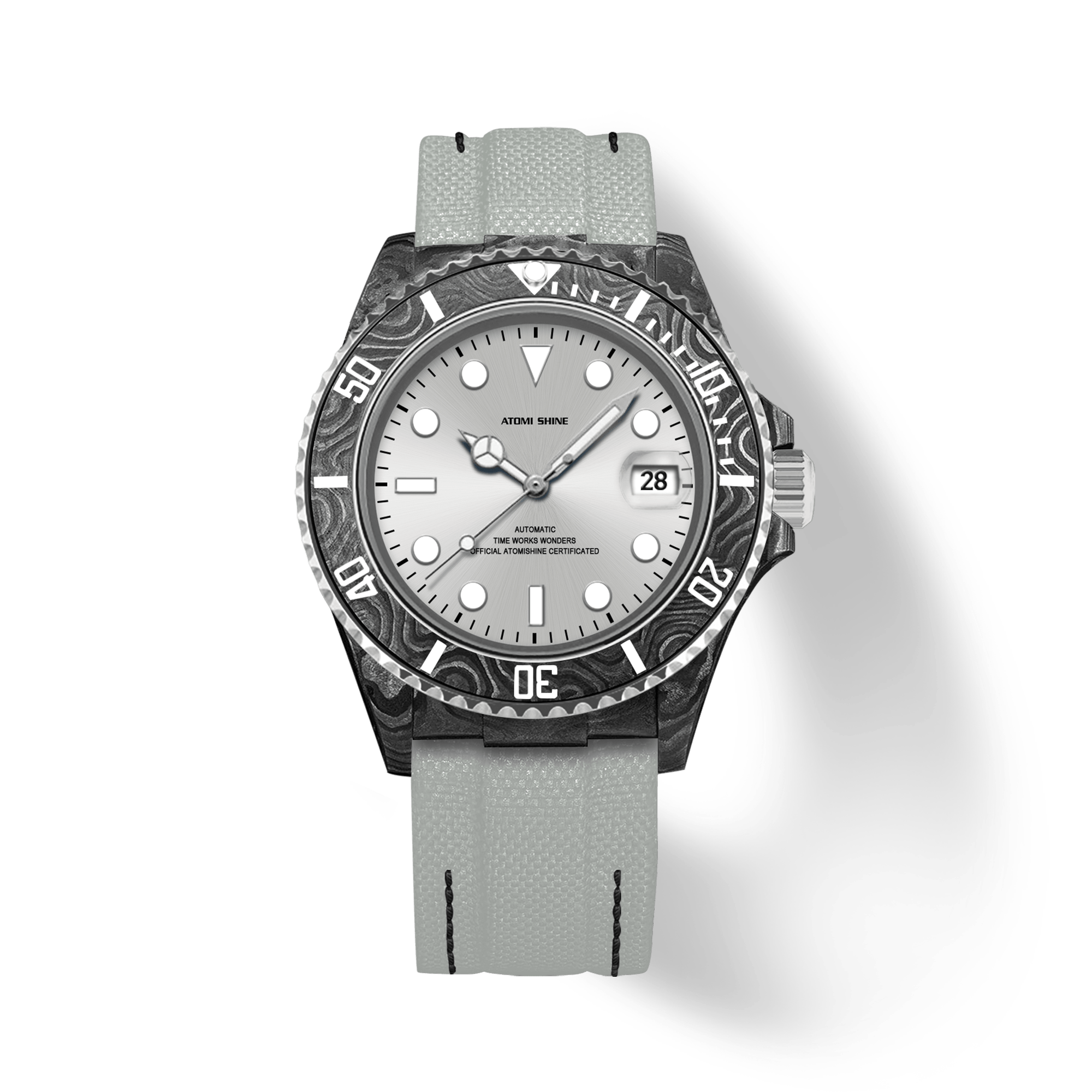 Hydrocore Carbon Fiber Watch-Automatic, Silver Eclipse