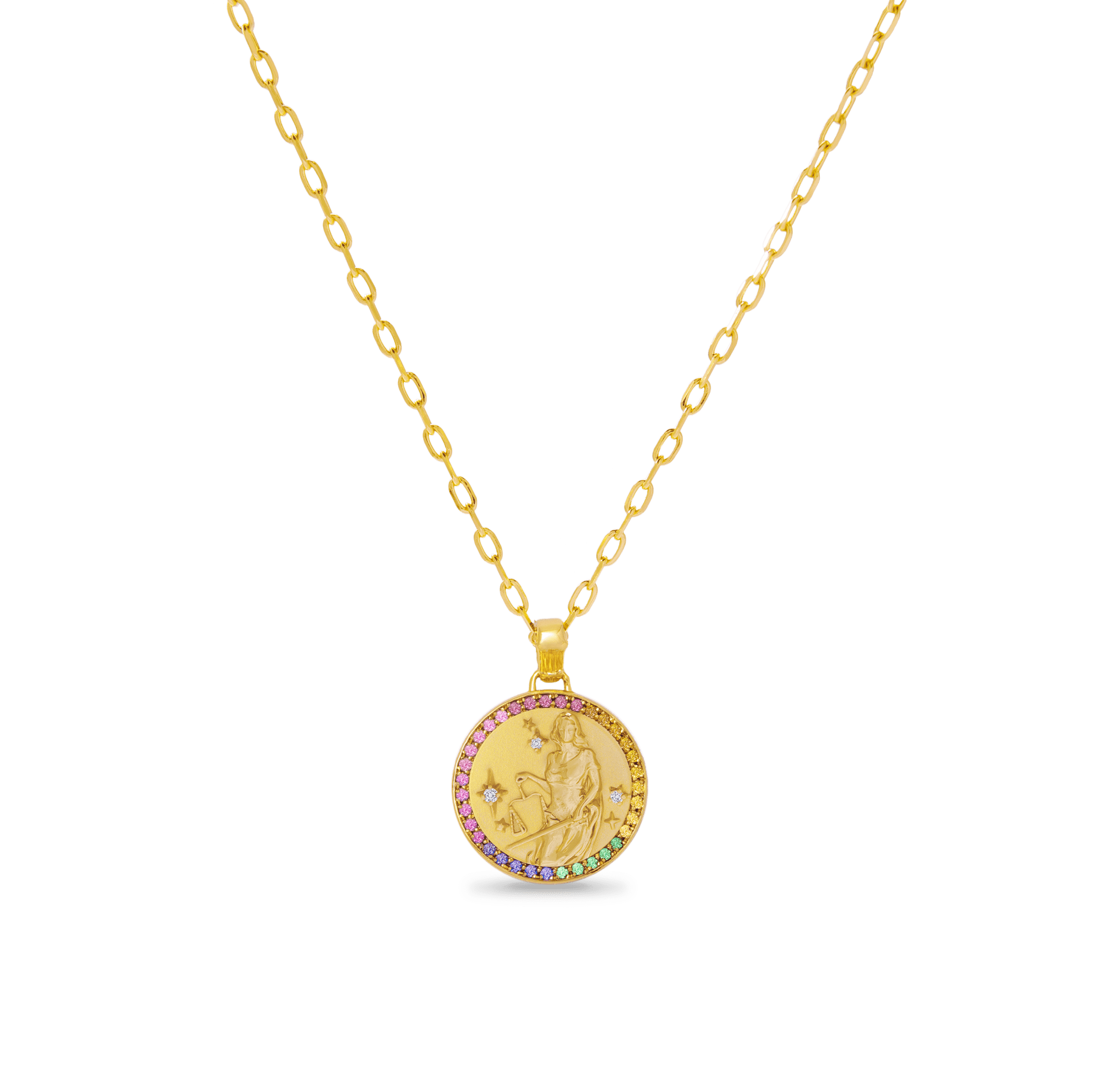 Libra Zodiac Diamond Rainbow Pendant - ATOMI SHINE