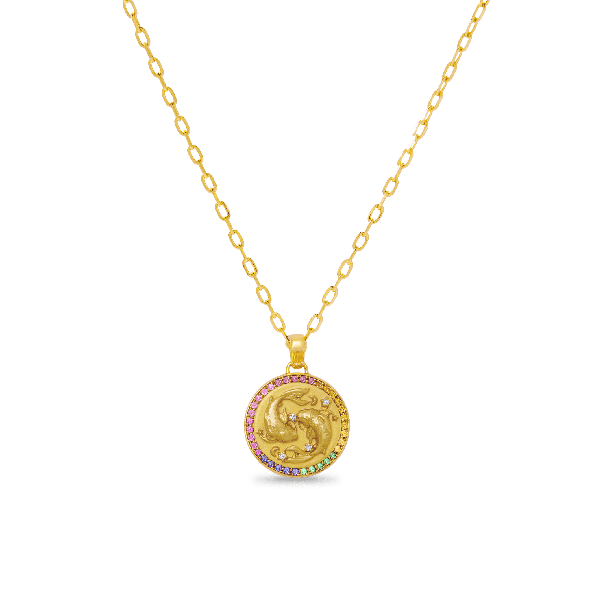 Pisces Zodiac Diamond Rainbow Pendant - ATOMI SHINE