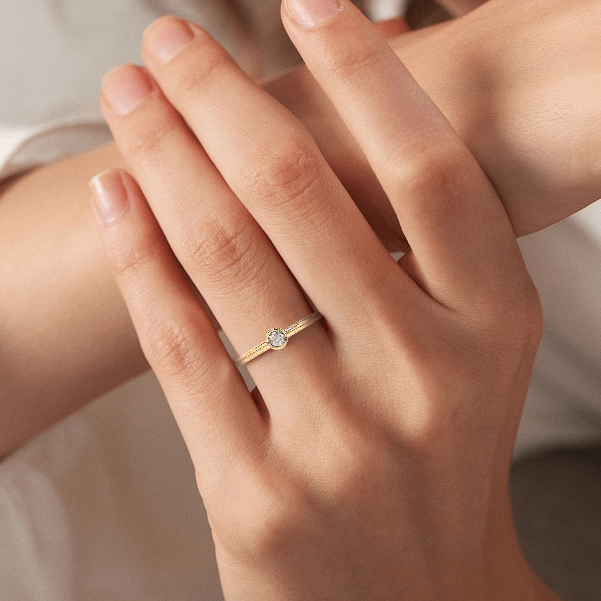 Radiant Minimalist Diamond Ring - White Diamond - ATOMI SHINE
