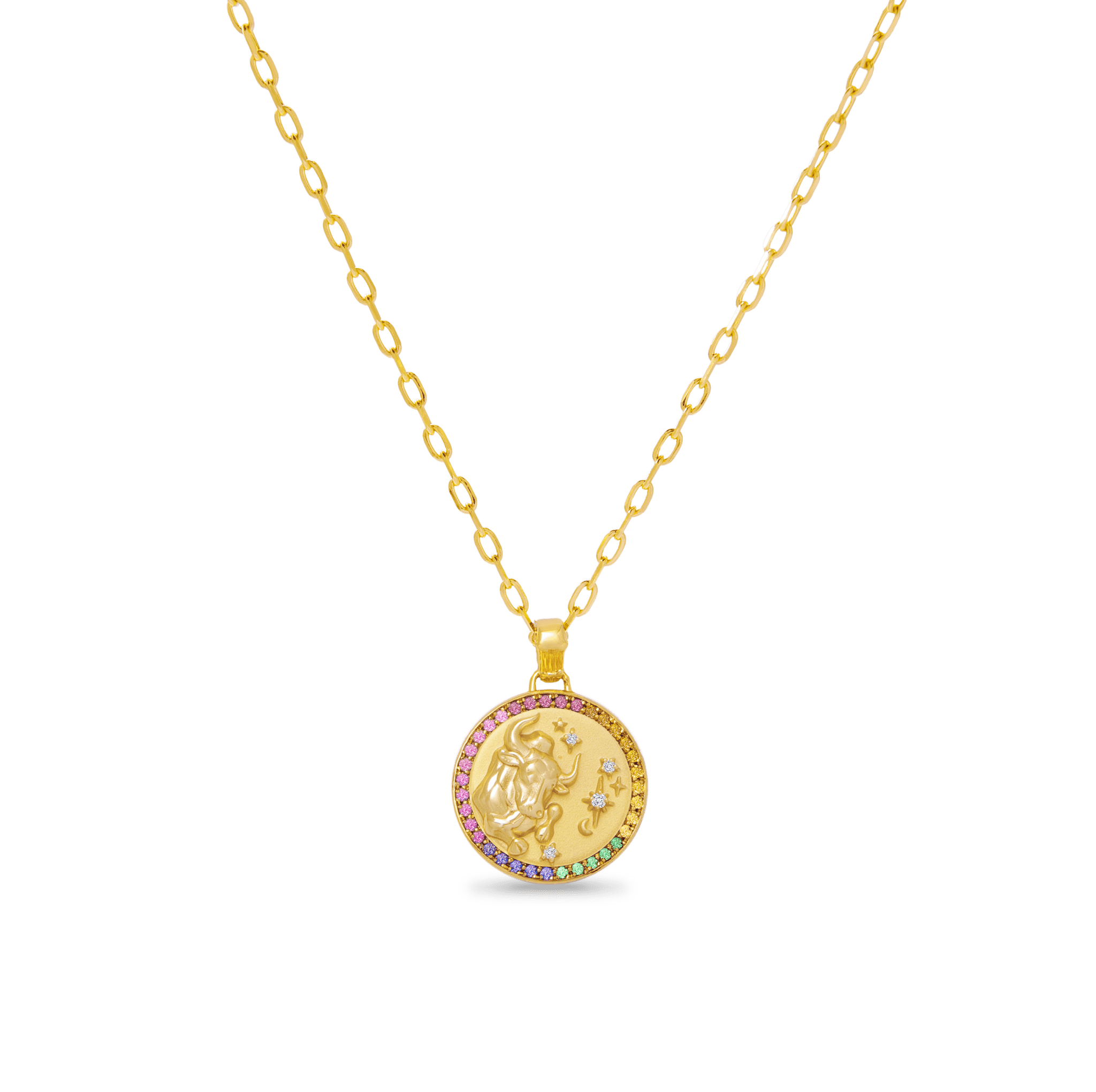 Taurus Zodiac Diamond Rainbow Pendant - ATOMI SHINE