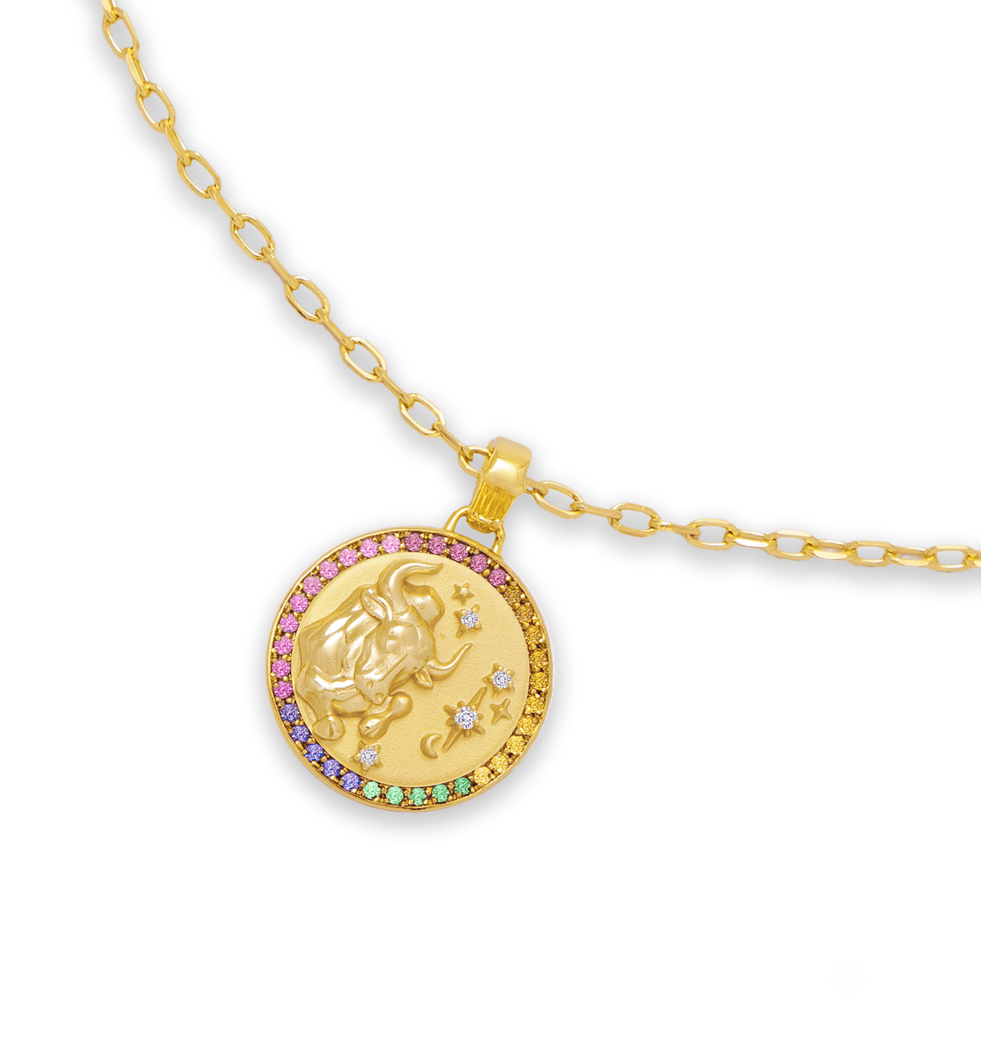 Taurus Zodiac Diamond Rainbow Pendant - ATOMI SHINE