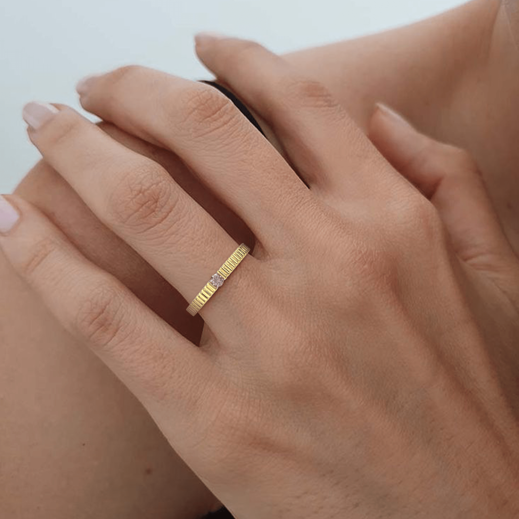 Textured Elegance Diamond Ring - Pink Diamond - ATOMI SHINE