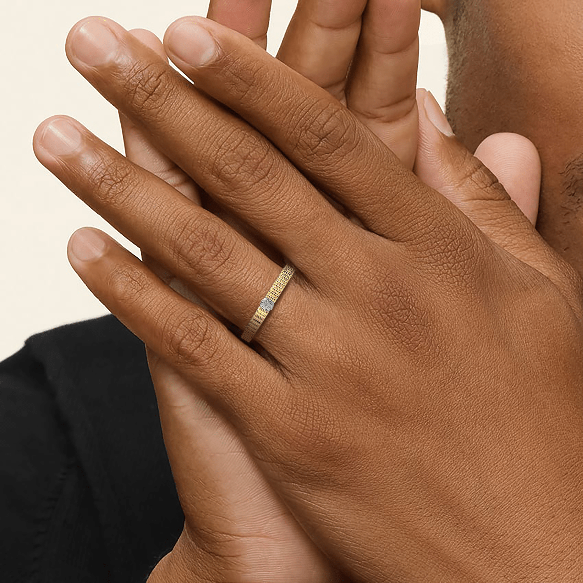 Textured Elegance Diamond Ring - White Diamond - ATOMI SHINE