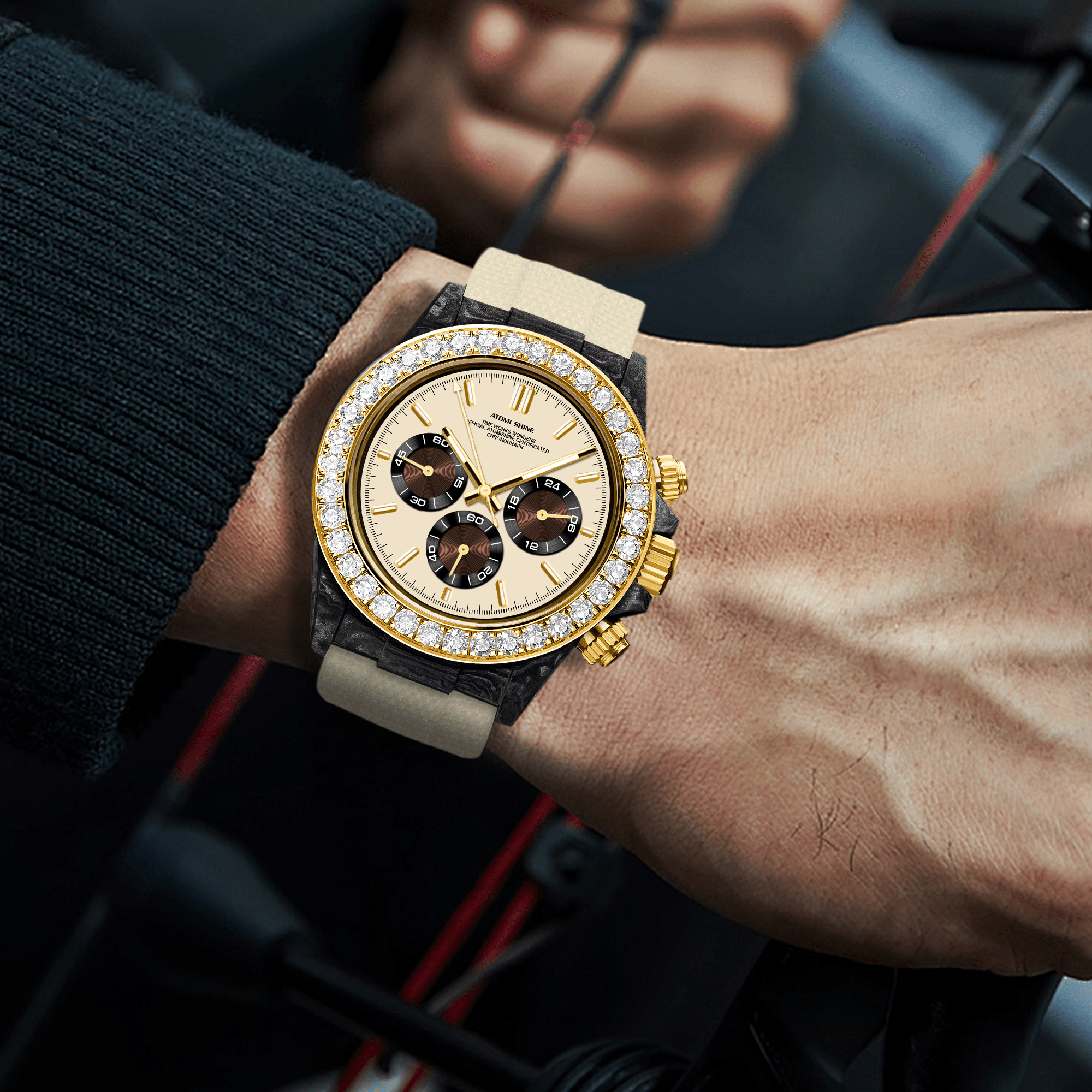 Velocirex Carbon Fiber Diamond Watch - ATOMI SHINE