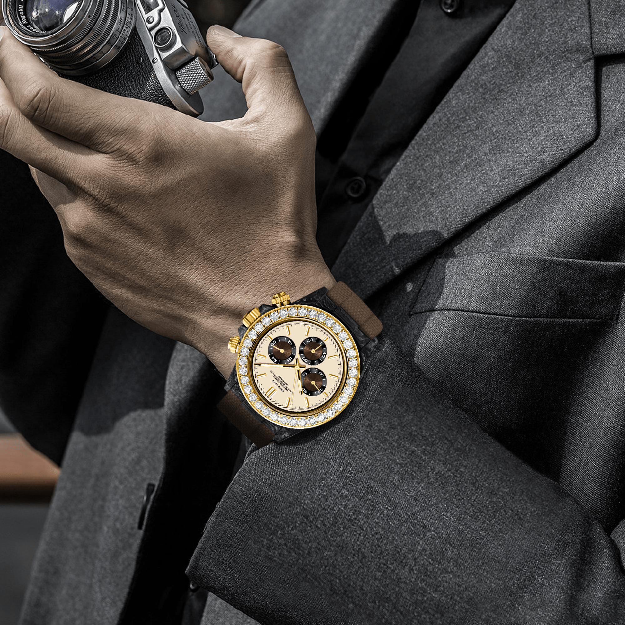 Velocirex Carbon Fiber Diamond Watch - ATOMI SHINE