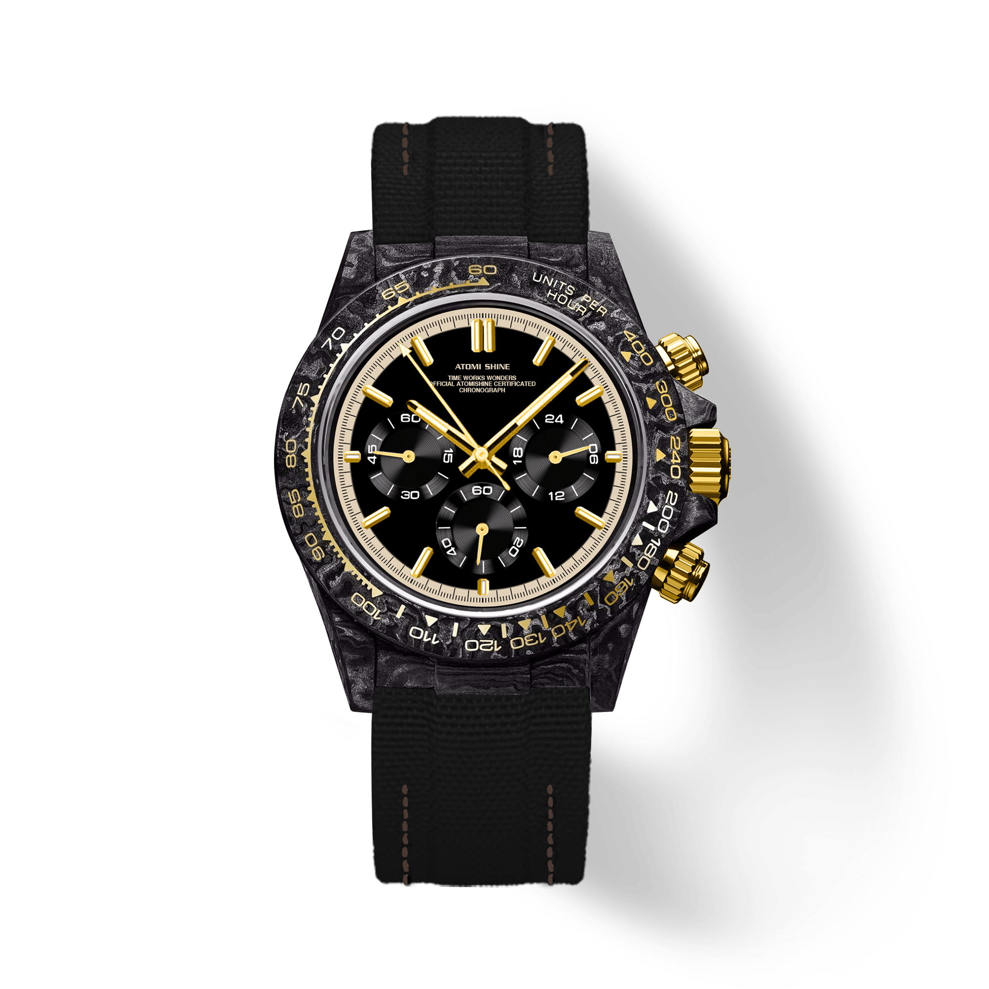 Velocirex Carbon Fiber Watch 39mm, Eclipse Noir