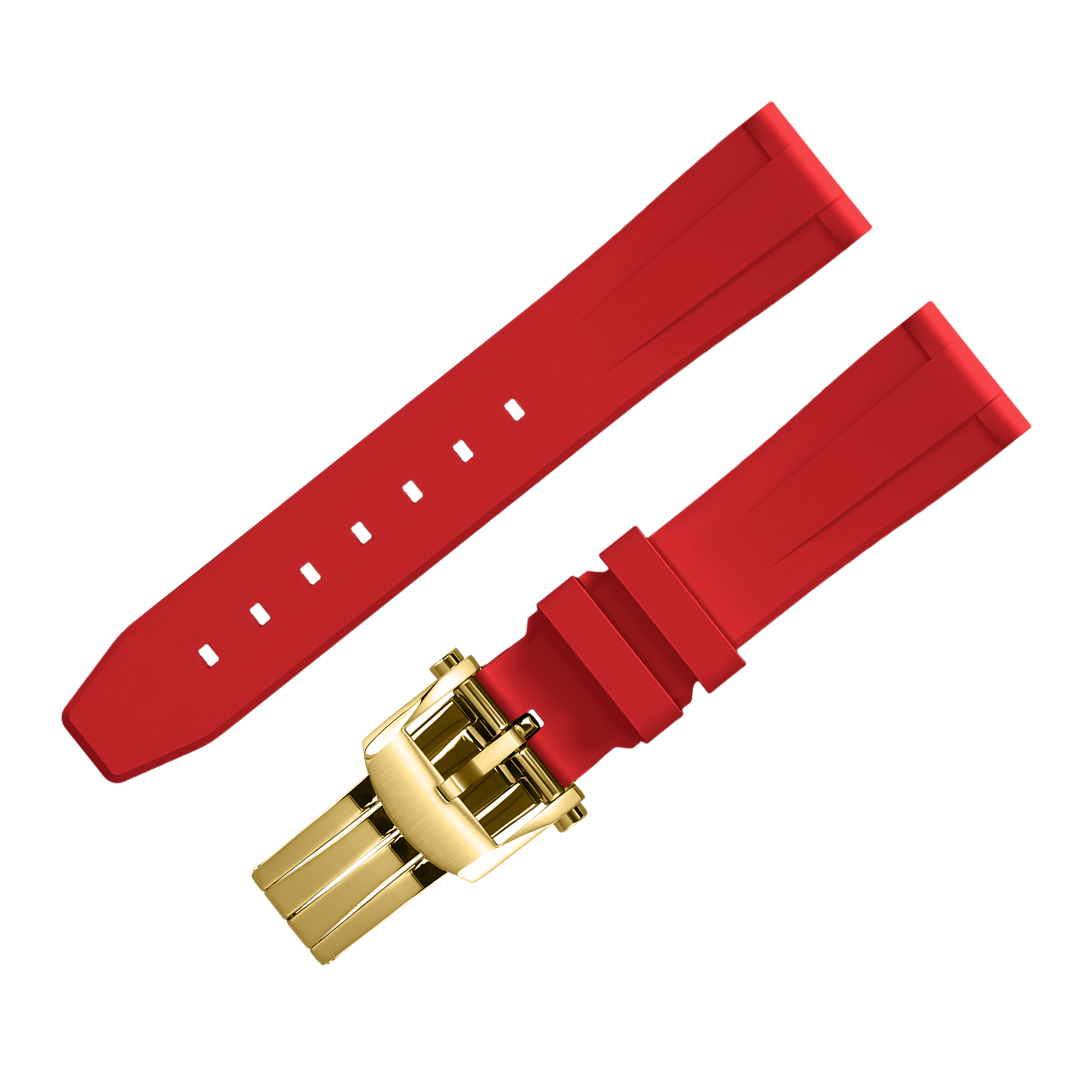 FLUORO WATCH STRAP (Red Strap + Gold Buckle)