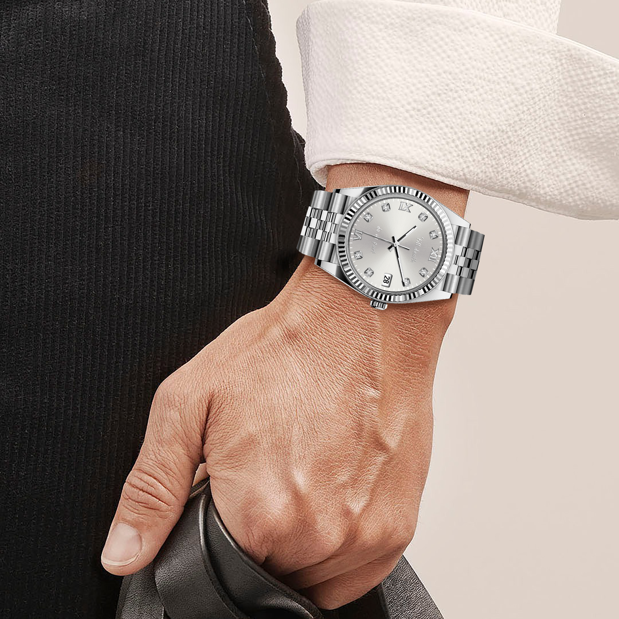 Reloj clásico diario con diamantes