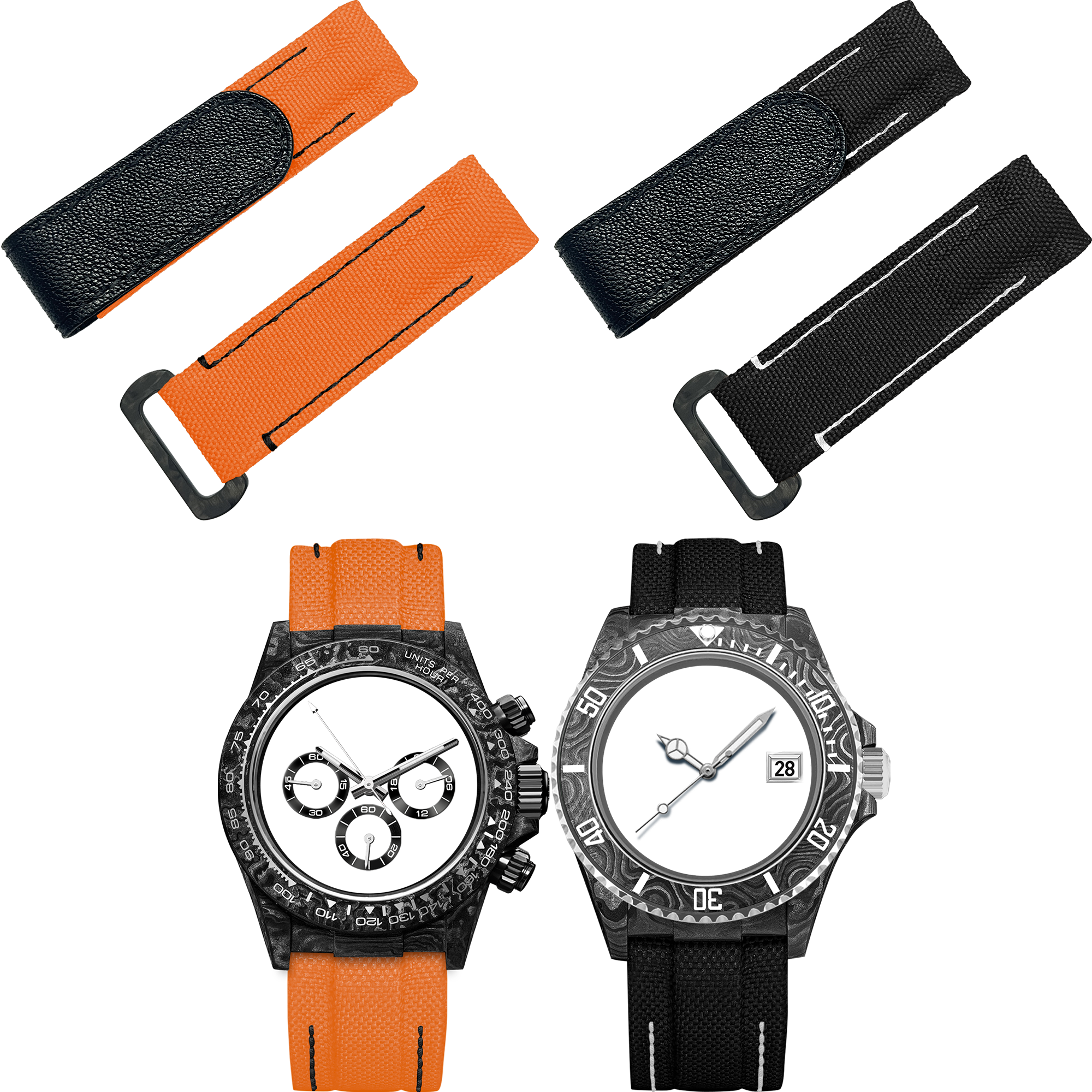 CORREA DE NYLON CON VELCRO (Exclusivo Día del Padre Reloj de Fibra de Carbono Hydrocore / Correa de Fibra de Carbono Velocirex para Reloj)