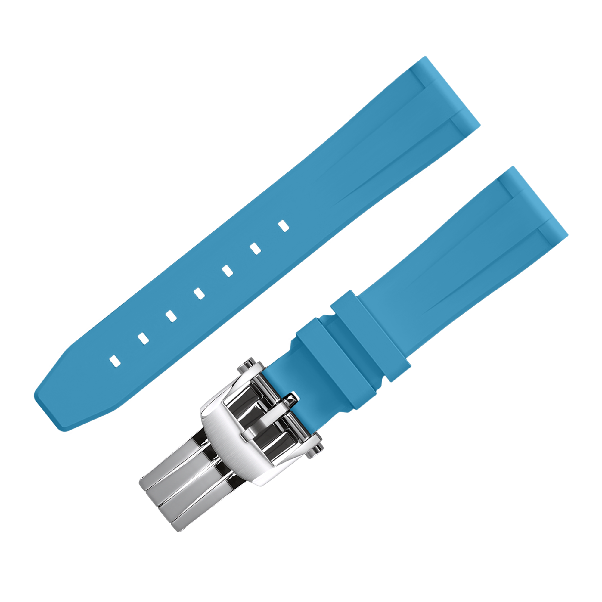 FLUORO WATCH STRAP (Lake Blue Strap + Silver Buckle)