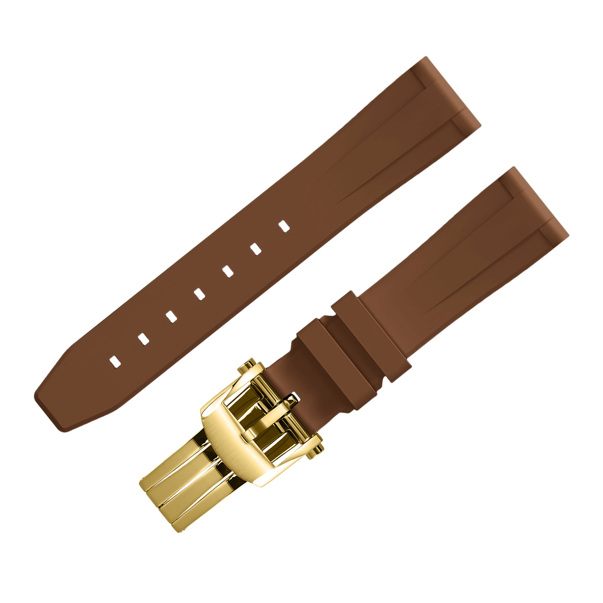 FLUORO WATCH STRAP (Brown Strap + Gold Buckle)