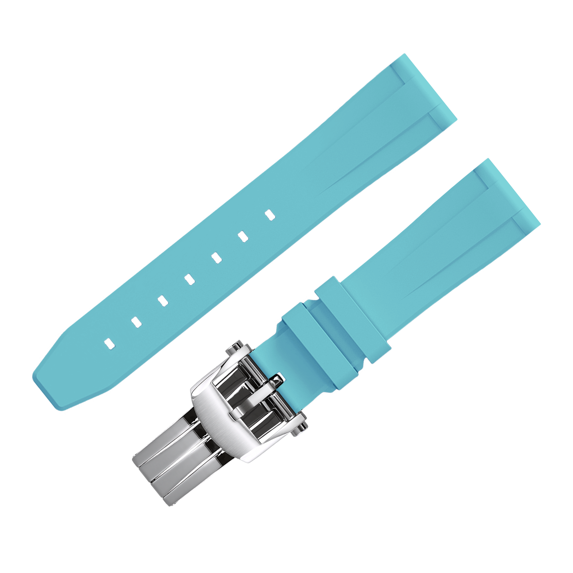 FLUORO WATCH STRAP (Ocean Blue Strap + Silver Buckle)