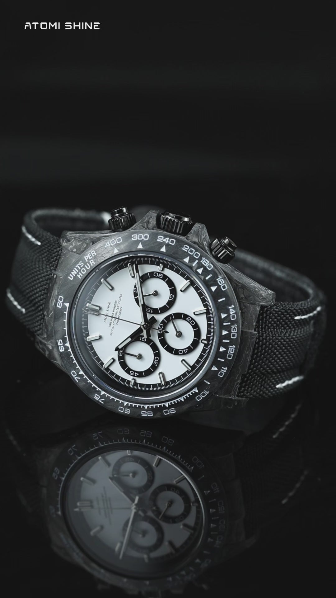 Velocirex Carbon Fiber Watch 39mm, Snowbound Nigh